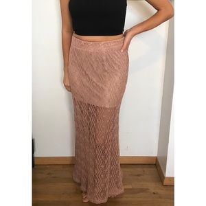 Nude maxi crochet skirt